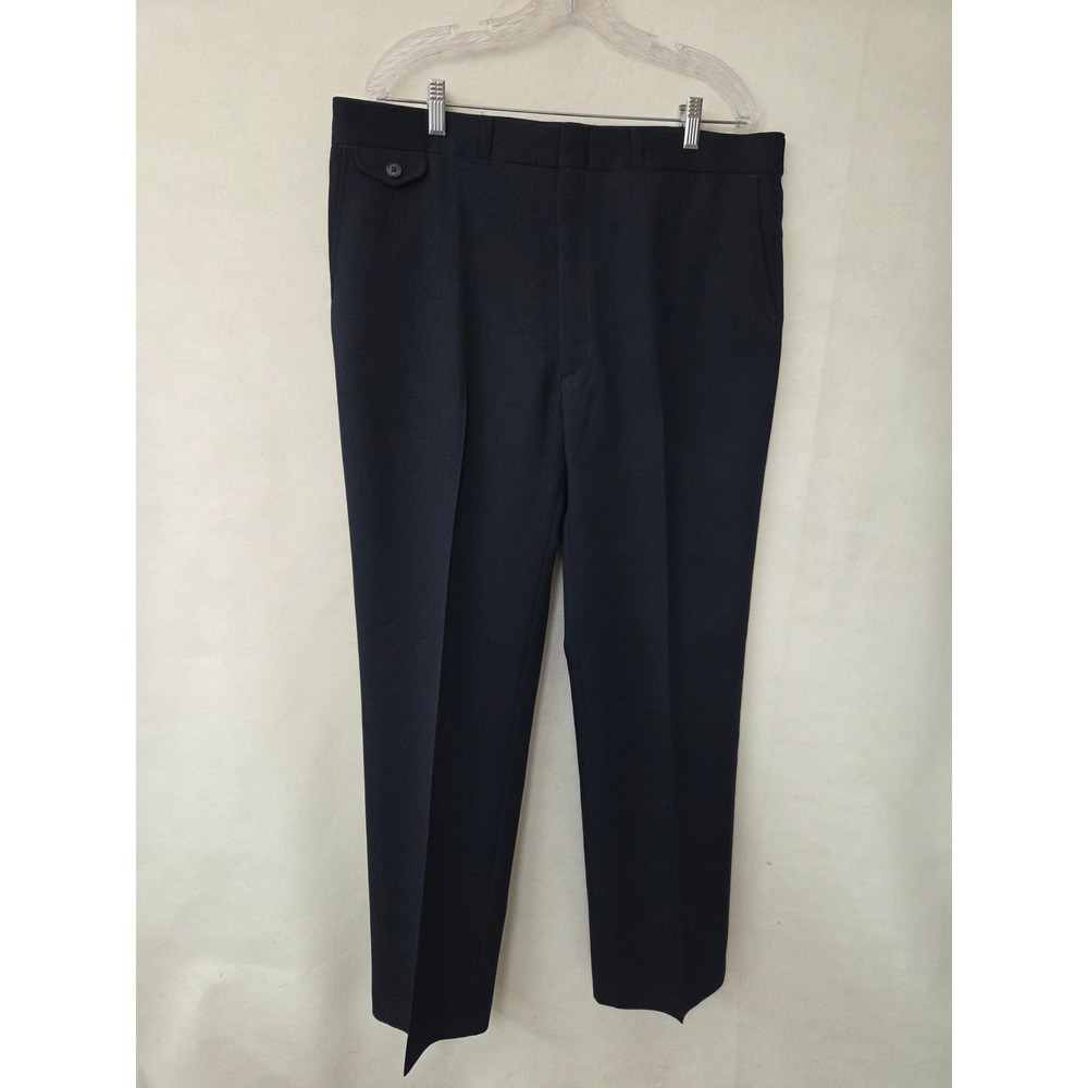 Haggar Magic Stretch Mens Navy Blue Flat Front Dress Pants Made in USA 40x32 Vtg